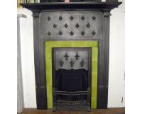 Antique Edwardian Tiled Cast Iron Combination Fireplace