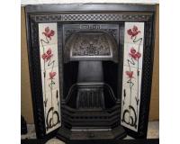 Antique Victorian Tiled Cast Iron Fireplace Insert