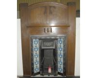 Antique Art Nouveau Oak Fire Surround