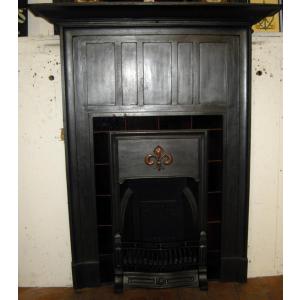 Original Tiled Edwardian Cast Iron Combination Fireplace Original Tiled Edwardian Cast Iron Combination Fireplace