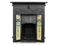Valentine Art Nouveau Tiled Cast Iron Combination Fireplace 