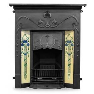 Valentine Art Nouveau Tiled Cast Iron Combination Fireplace Valentine Art Nouveau Tiled Cast Iron Combination Fireplace