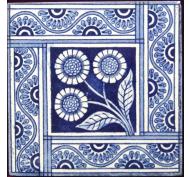 Aesthetic Movement Tulips & Chequers Fireplace Tiles