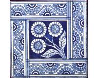 Aesthetic Movement Blue Sunflower Fireplace Tiles