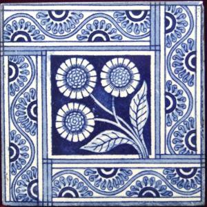 Aesthetic Movement Blue Sunflower Fireplace Tiles Aesthetic Movement Blue Sunflower Fireplace Tiles