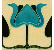 Art Nouveau Turquoise Tulip Fireplace Tiles