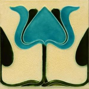 Art Nouveau Turquoise Tulip Fireplace Tiles Art Nouveau Turquoise Tulip Fireplace Tiles