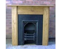 Victorian antique cast iron fireplace insert with gothic detail
