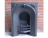 Antique Early Victorian Arched Cast Iron Fireplace Insert