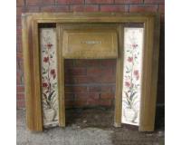 Antique Edwardian Tiled Brass Fireplace Insert