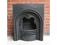 Antique Early Victorian Arched cast Iron Fireplace Insert