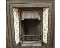 Antique Victorian Tiled Cast Iron Fireplace Insert
