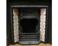 Victorian tiled cast iron fireplace insert