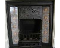 i189 Arts and Crafts Tiled Cast Iron Fireplace Insert