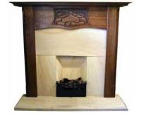 Royale Carved Walnut Nouveau Fireplace Surround