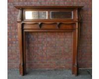 Antique Art Nouveau Walnut Fire Surround