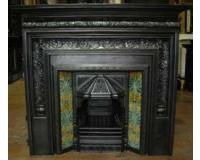 Antique Arts & Crafts Cast Iron Fireplace Surround