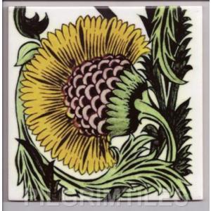 William De Morgan Arts & Crafts Sunflower Fireplace Tiles William De Morgan Arts & Crafts Sunflower Fireplace Tiles