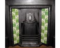 Reclaimed Art Nouveau Tiled Cast Iron Fireplace Insert