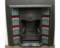 Art Nouveau Tiled Cast Iron Fireplace Insert