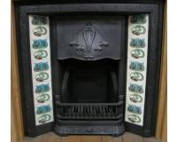Art Nouveau Tiled Cast Iron Fireplace Insert