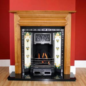 Birkbeck Small Art Nouveau Tiled Fireplace Insert Birkbeck Small Art Nouveau Tiled Fireplace Insert