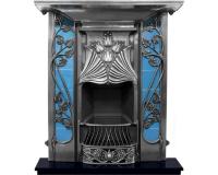 Toulouse Art Nouveau Tiled Cast Iron Combination Fireplace