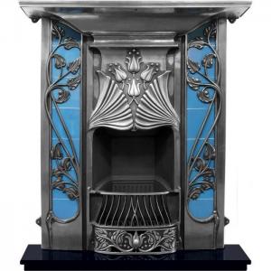 Toulouse Art Nouveau Tiled Cast Iron Combination Fireplace Toulouse Art Nouveau Tiled Cast Iron Combination Fireplace